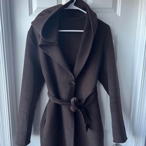 brown hooded trench coat uniqlo
